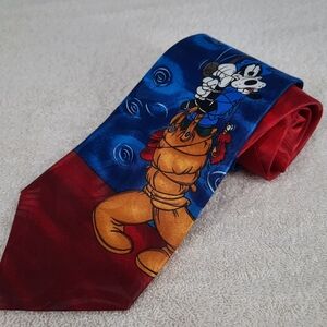 Disney Mickey Unlimited Fishing Theme Mickey Goofy Character Men's Necktie